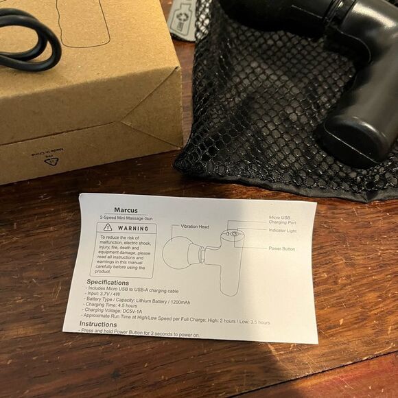 Marcus 5” Mini Massage gun w/RPET Pouch USB Charging - 2 Speeds - Picture 5 of 5